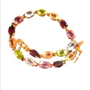 Sterling 925 Gold plated Multi gemstone bracelet
